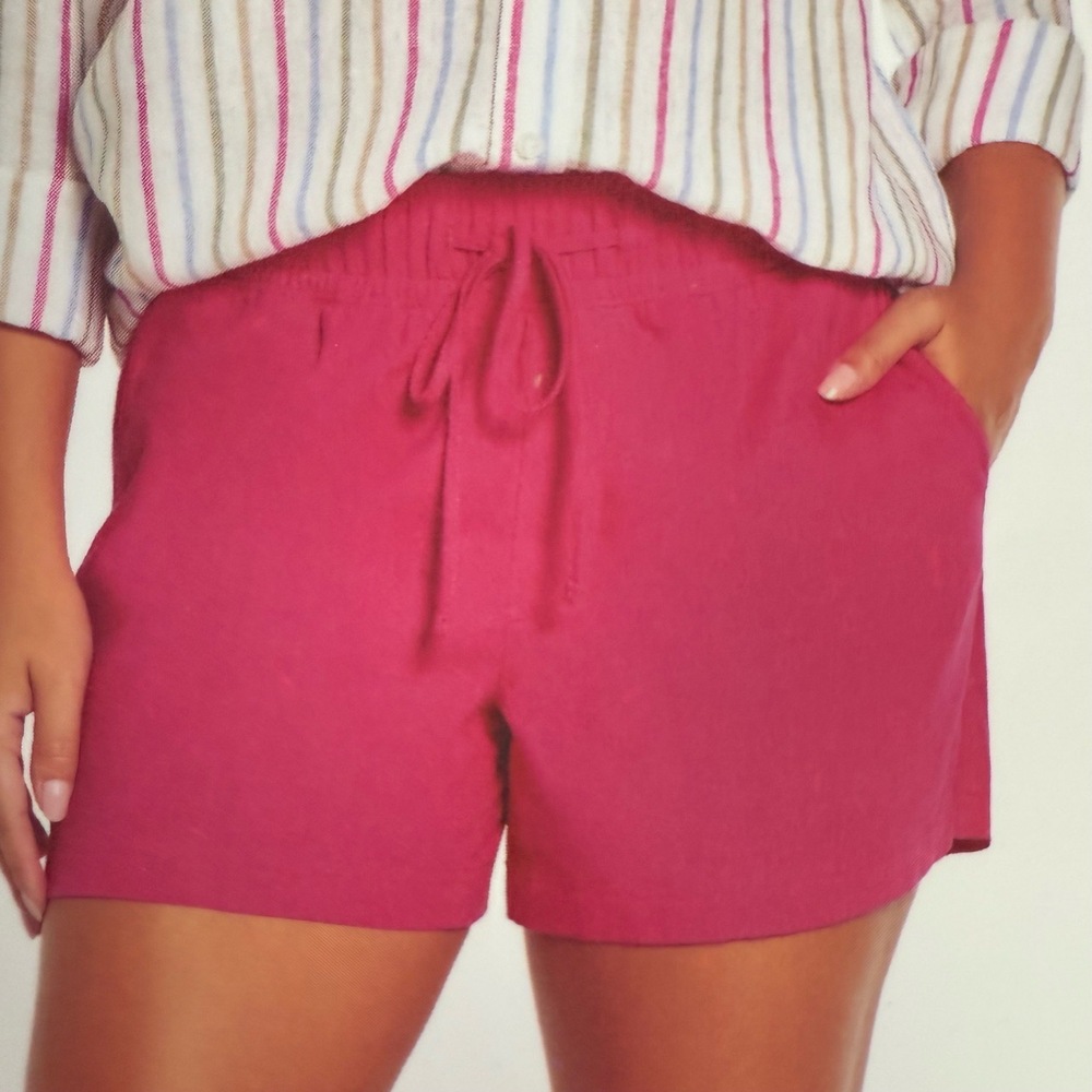 NWT GAP Pink Linen Elastic Waistband Pockets‎ Pull on Shorts Medium Women - Picture 3 of 10